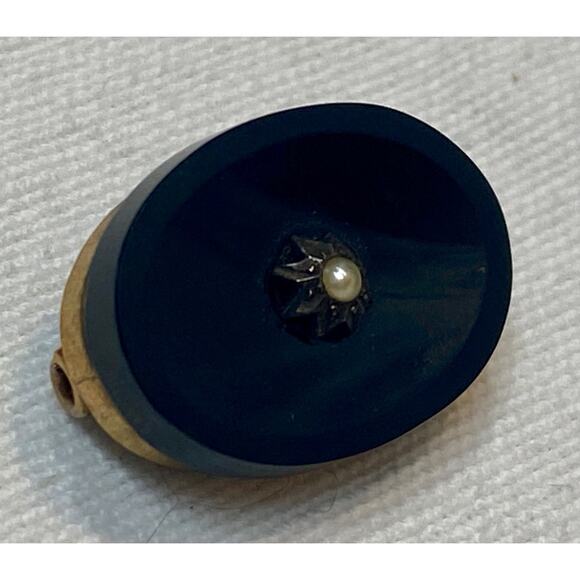 Antique Victorian French Jet Black Glass Mourning Brooch - Picture 3 of 8